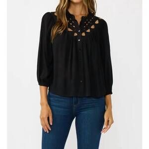 NEW LOVESTITCH orlena cutout blouse in black